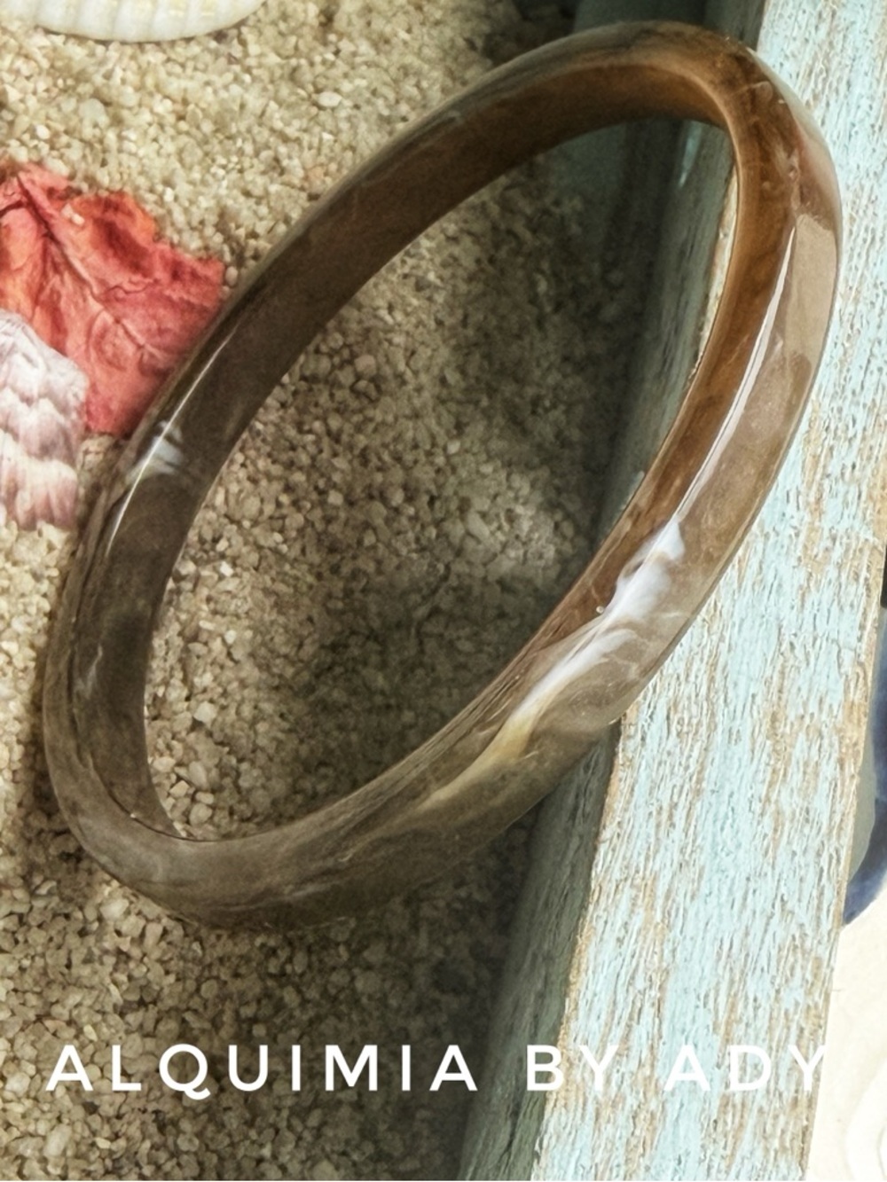 Alquimia Brown Swirl Resin Bangle Bracelet
